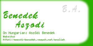 benedek aszodi business card