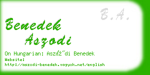 benedek aszodi business card